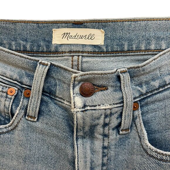 Madewell Women's The Mom Jean Distressed High Rise Frayed Hem Jeans - Size 25T - Picture 3 of 8